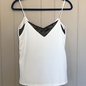 White Zara tank with black lace